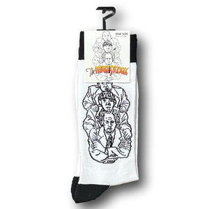 3/$20 The Three Stooges: Larry, Curly & Moe Funny Novelty Crew Socks - NWT